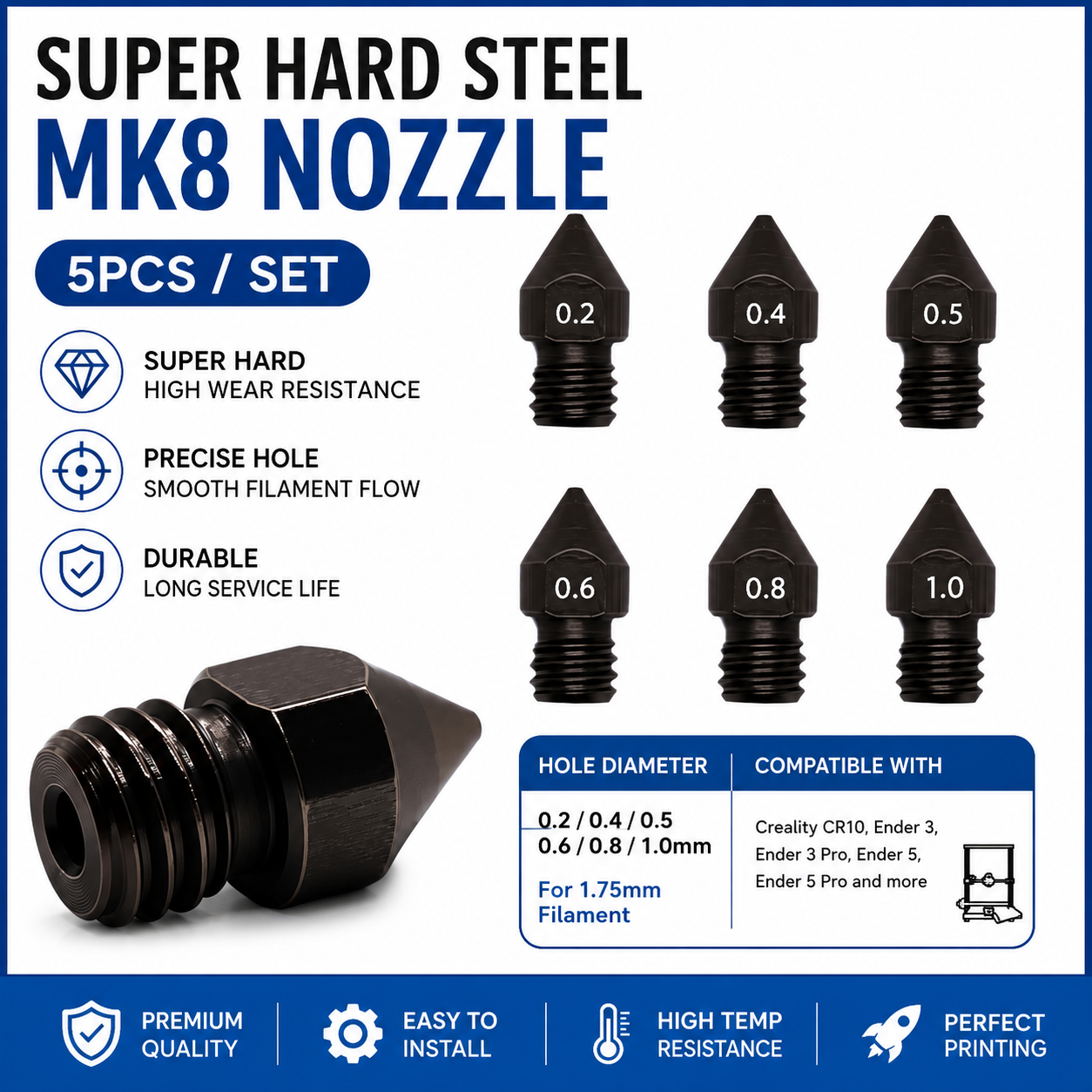 Super Hardened Steel Nozzle MK - 3D Printing Nozzle 리뷰 및 가격