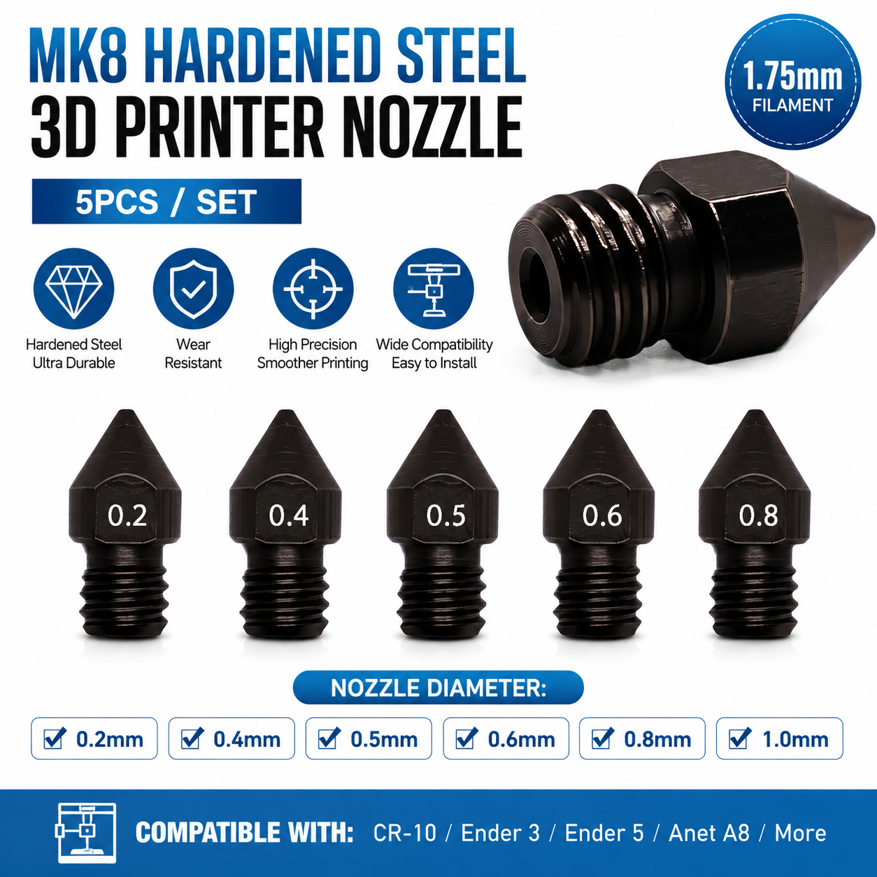 Super Hardened Steel Nozzle MK - 3D Printing Nozzle 리뷰 및 가격